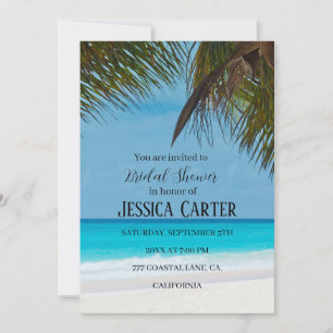 Beach Palm Trees Ocean Tropical Bridal Shower  Invitation