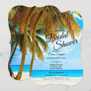 Beach, Palm Trees, Ocean Wedding Bridal Shower Invitation