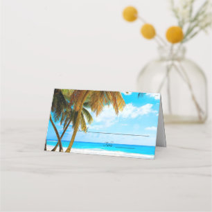 Beach, Palm Trees, Ocean Wedding Place Card