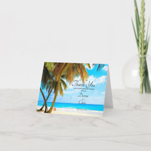 Beach, Palm Trees, Ocean Wedding Thank You Card