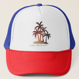 Beach Palm Trees Sunset Trucker Hat