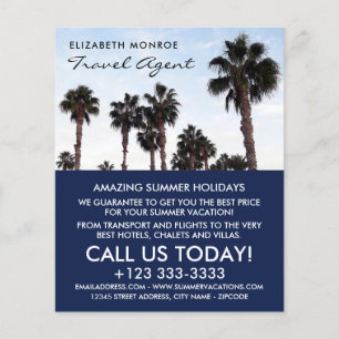 Beach Palm Trees, Travel Agent Advertising Flyer