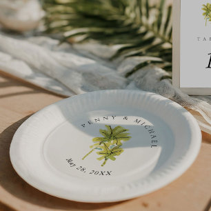 Beach Palm Trees Tropical Minimal Paper Plate