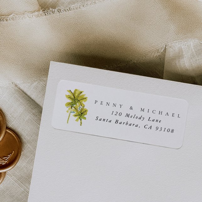 Beach Palm Trees Tropical Return Address (Watercolor palm trees chic return address label.)