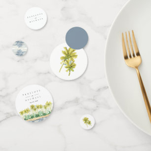 Beach Palm Trees Tropical Watercolor Wedding Confetti