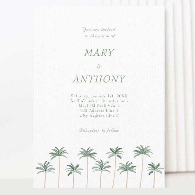Beach Palm Trees Wedding Invitation (Creator Uploaded)