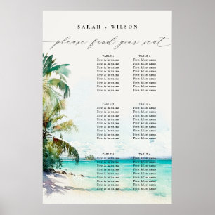 Beach Palm Trees Wedding Welcome Seating Chart