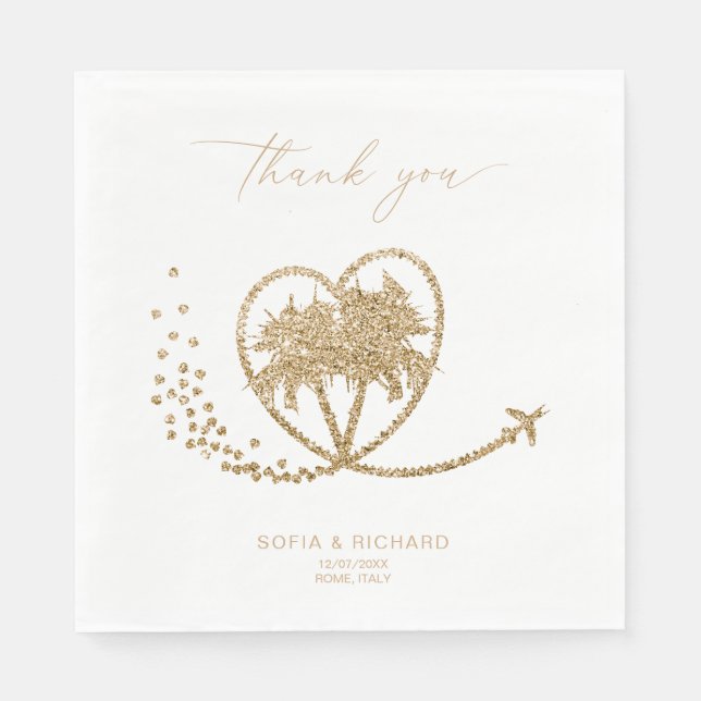 Beach Palm Wedding Destination Thank You Napkin (Front)