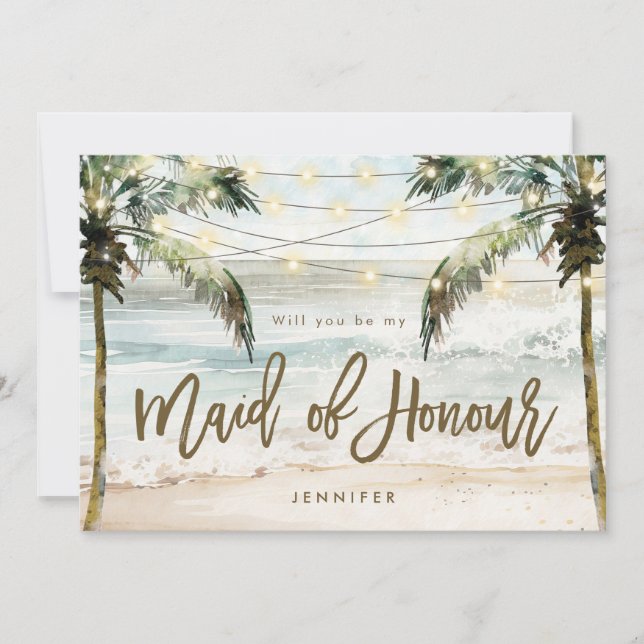 beach palms maid of honour proposal card (Front)