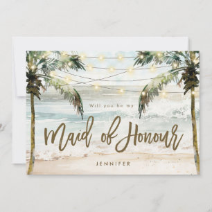 beach palms maid of honour proposal card