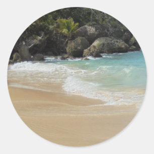 Beach Palms Sea Waves Blank Seaside Template Classic Round Sticker