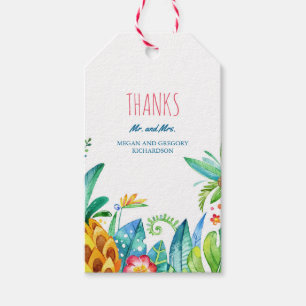 beach palms tropical flowers wedding gift tags