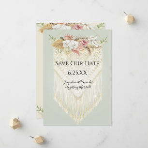 Beach Pampas Grass Orchid Floral Tropical Macrame Announcement