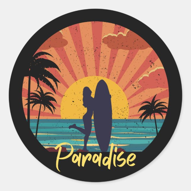 Beach Paradise Classic Round Sticker (Front)