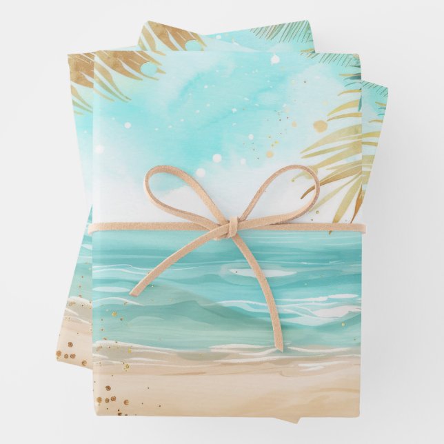 Beach Paradise pattern Wrapping Paper Sheet (In situ)