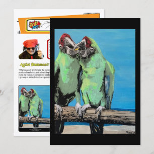 ‘Beach Parrots’ Painting on a Small-Scale Print  Invitation
