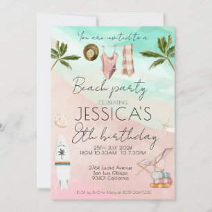 Beach Party Birthday First Birthday Girl Boy Invitation
