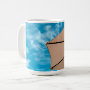 Beach party blues sun ocean umbrella pop colour coffee mug
