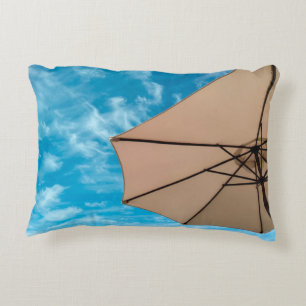 Beach party blues sun ocean umbrella pop colour decorative cushion