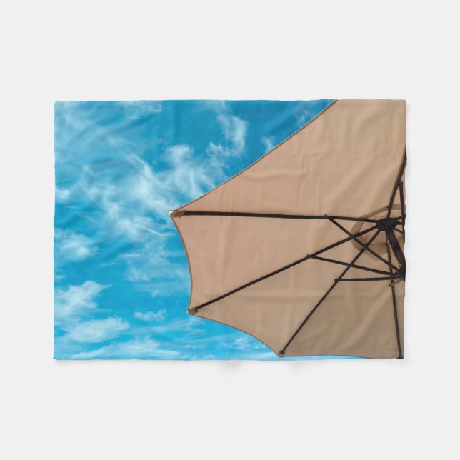 Beach party blues sun ocean umbrella pop colour fleece blanket (Front (Horizontal))