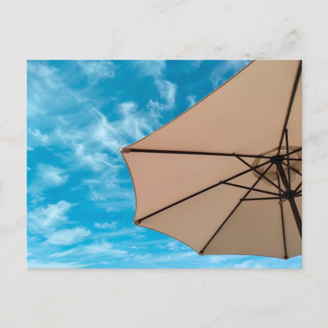 Beach party blues sun ocean umbrella pop colour  invitation postcard (Front)