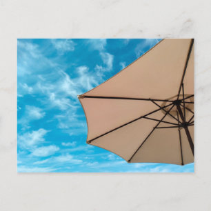 Beach party blues sun ocean umbrella pop colour postcard