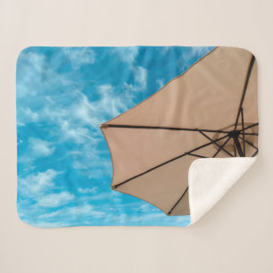 Beach party blues sun ocean umbrella pop colour sherpa blanket
