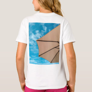 Beach party blues sun ocean umbrella pop colour T-Shirt