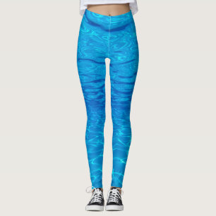 Beach party blues sun ocean water pool pop colour leggings