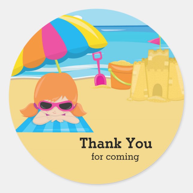 Beach party classic round sticker (Front)