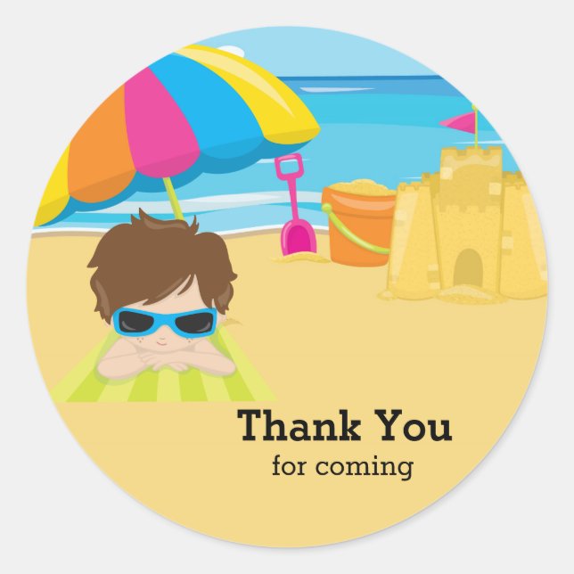 Beach party classic round sticker (Front)