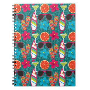 Beach Party Flip Flops Sunglasses Beach Ball Blue Notebook