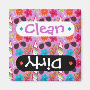 Beach Party Flip Flops Sunglasses Beachball Purple Magnet