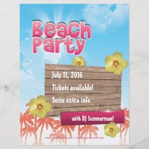 Beach Party flyer - one sided, fully customisable