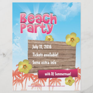 Beach Party flyer - one sided, fully customisable