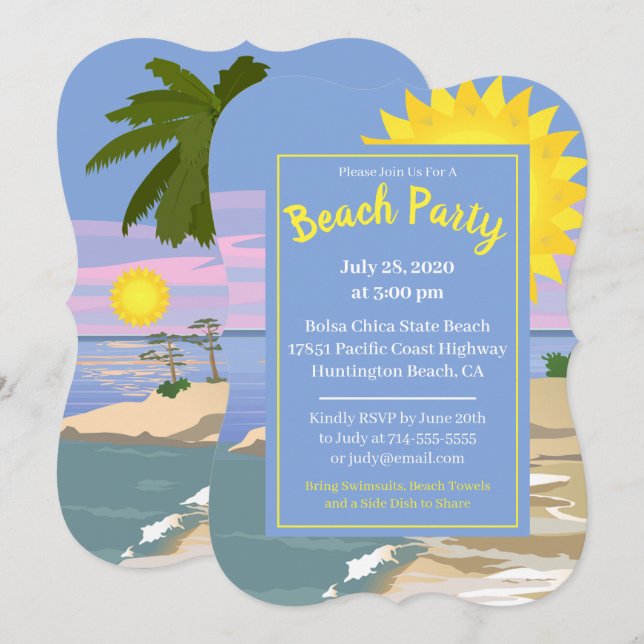 Beach Party Fun Invitation (Front/Back)