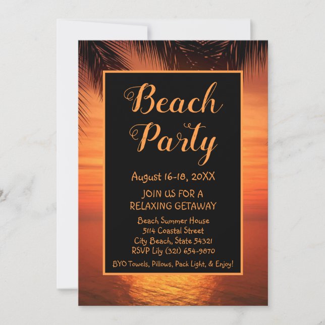 Beach Party Getaway Vacation Invitation (Front)