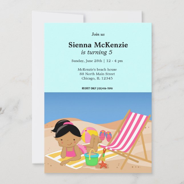 Beach Party (Girl) Invitation (Front)