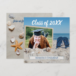 Beach Party Graduation Photo Invitation