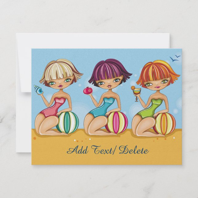 Beach Party - Graduation - Time for the Girls Invitation (Front)