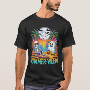 Beach Party Halloween Vibes Summerween Skeleton Gh T-Shirt