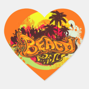 Beach Party Heart Sticker
