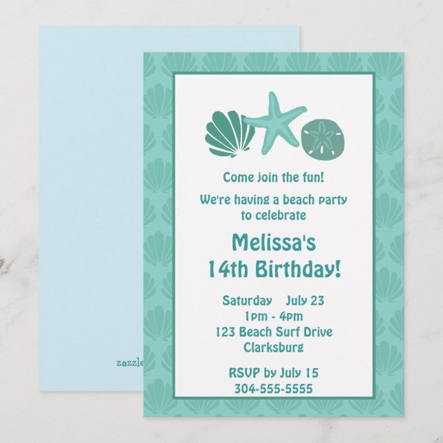Beach Party Invitation (Front/Back)