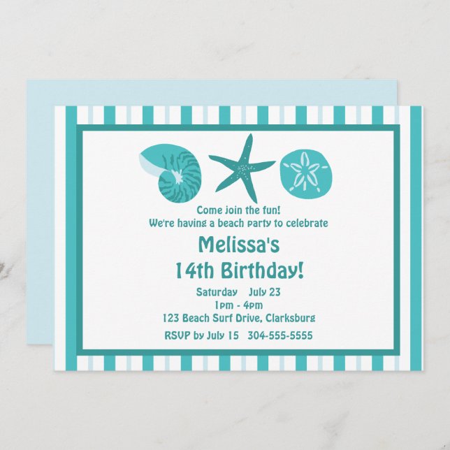 Beach Party Invitation (Front/Back)