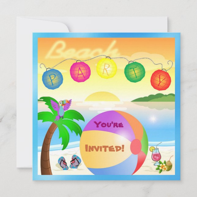 beach party  invitation (Front)