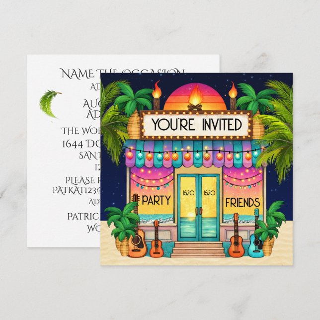 BEACH PARTY  INVITATION (Front/Back)