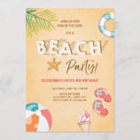 Beach Party Invitation Beach Birthday BBQ Summer