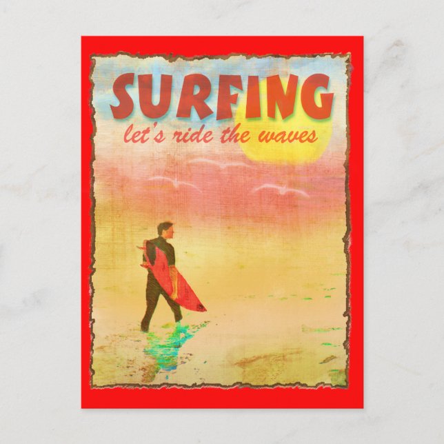 Beach Party Invitation (Surfing) Postcard (Front)