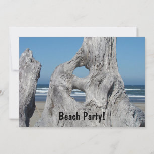 Beach Party! Invitations Driftwood Ocean Waves