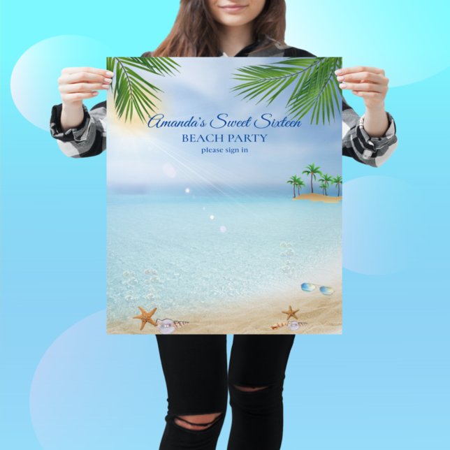 Beach Party Luau Sweet Sixteen Seashells PalmTrees Poster (Creator Uploaded)